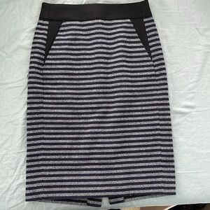 JCrew Navy Blue Horizontal Striped Wool Pencil Skirt